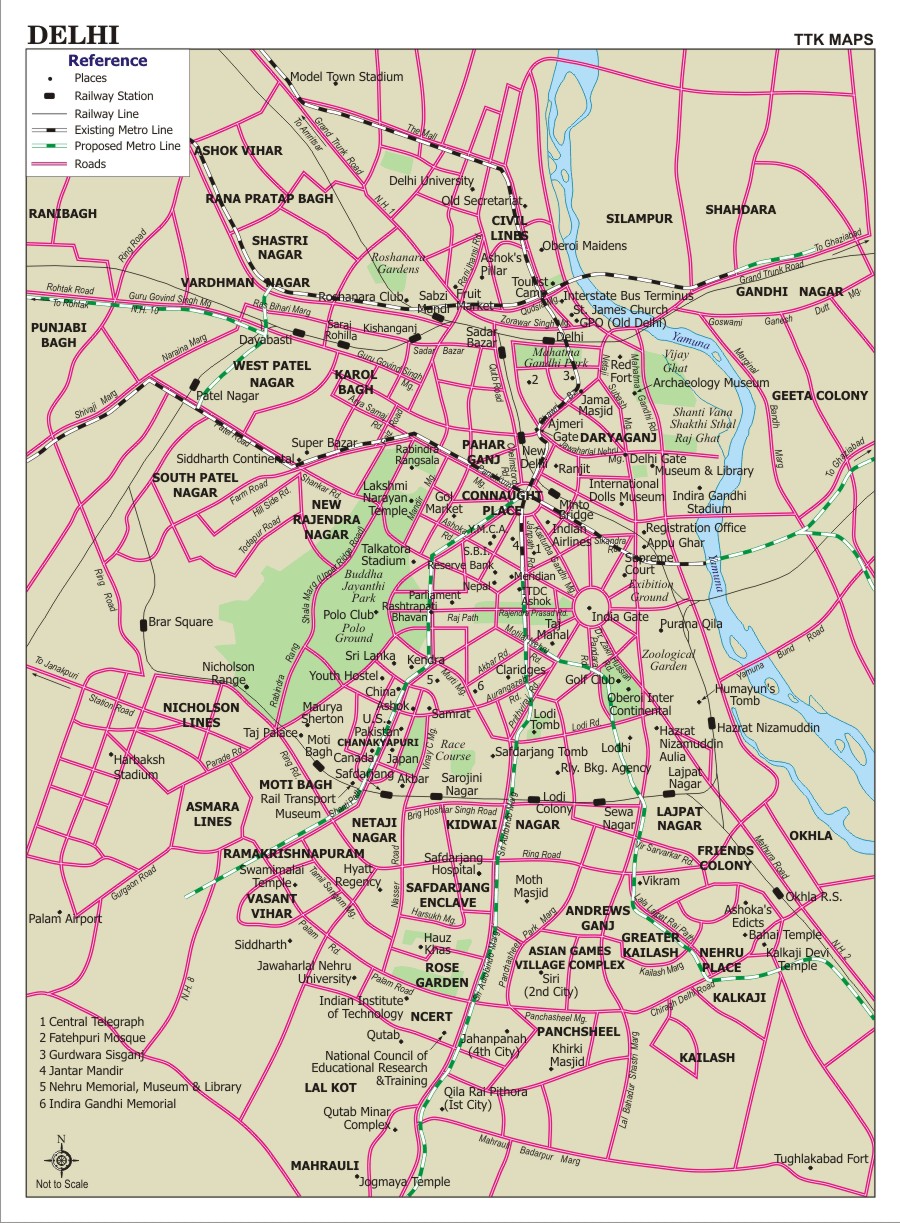 map of delhi outline