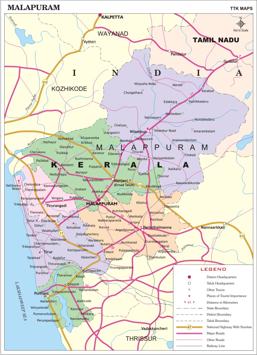 Tamilnadu Kerala Tourist Map With Distance