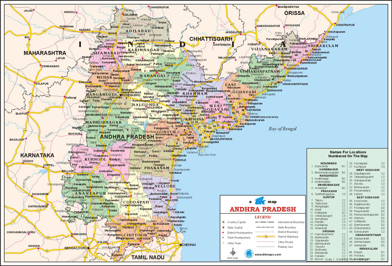 Political Map Of Andhra Pradesh And Telangana - Corrie Christina