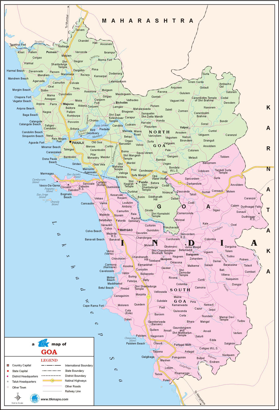 north goa places to visit map