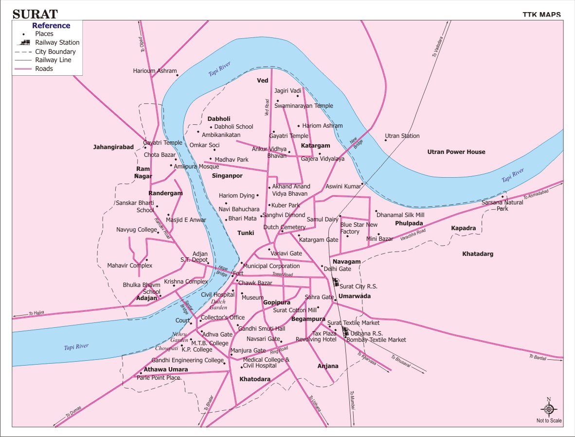Surat City Map, City Map of Surat with important places@ NewKerala.Com