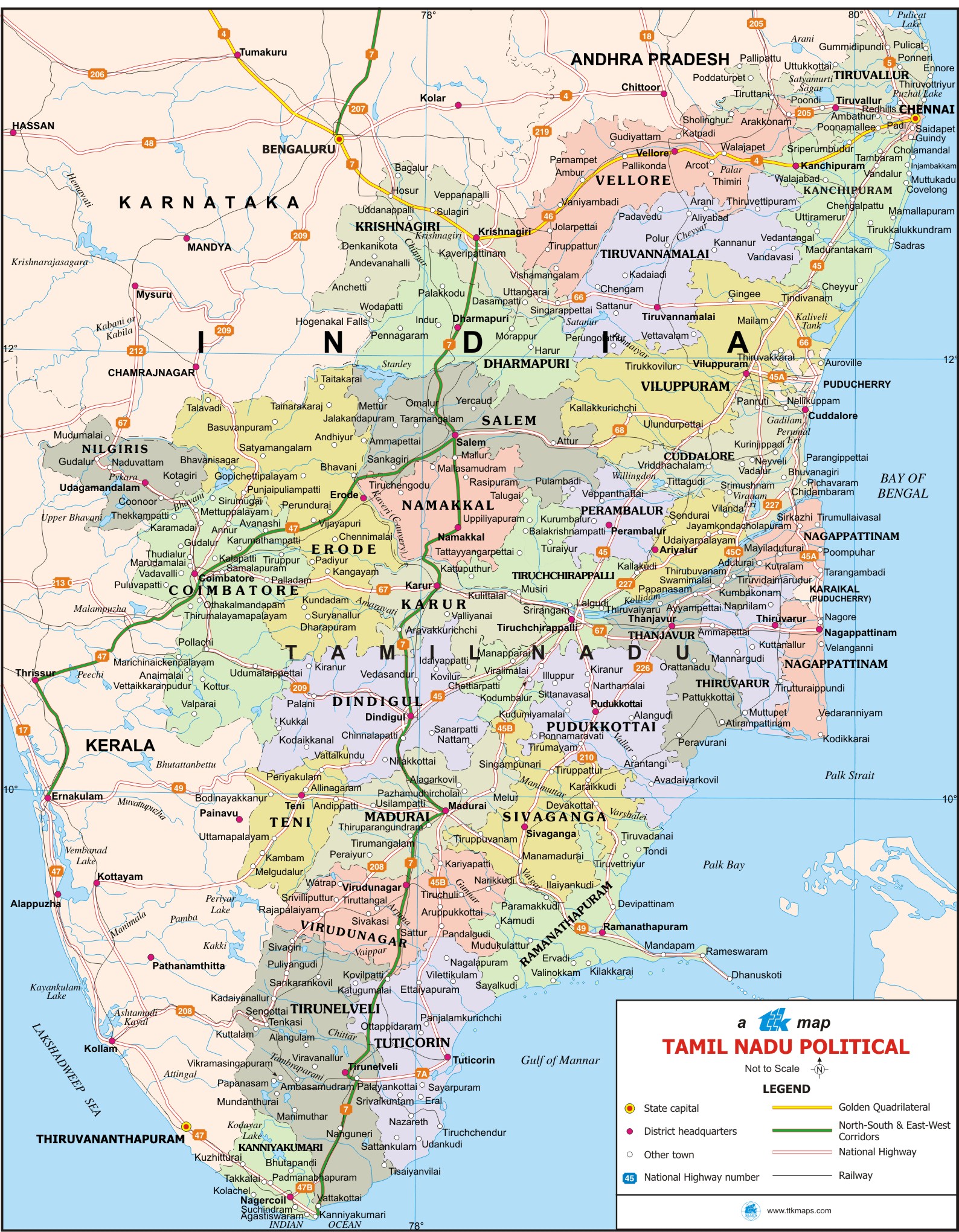 tamil nadu map with tourist places Tamil Nadu Travel Map Tamil Nadu State Map With Districts Cities tamil nadu map with tourist places