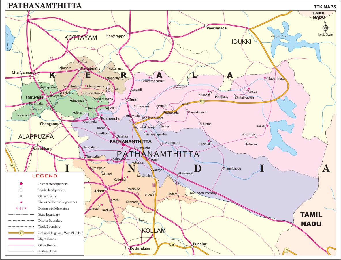 Pathanamthitta In Kerala Map Pathanamthitta District Map, Kerala District Map With Important Places Of  Pathanamthitta @ Newkerala.com, India