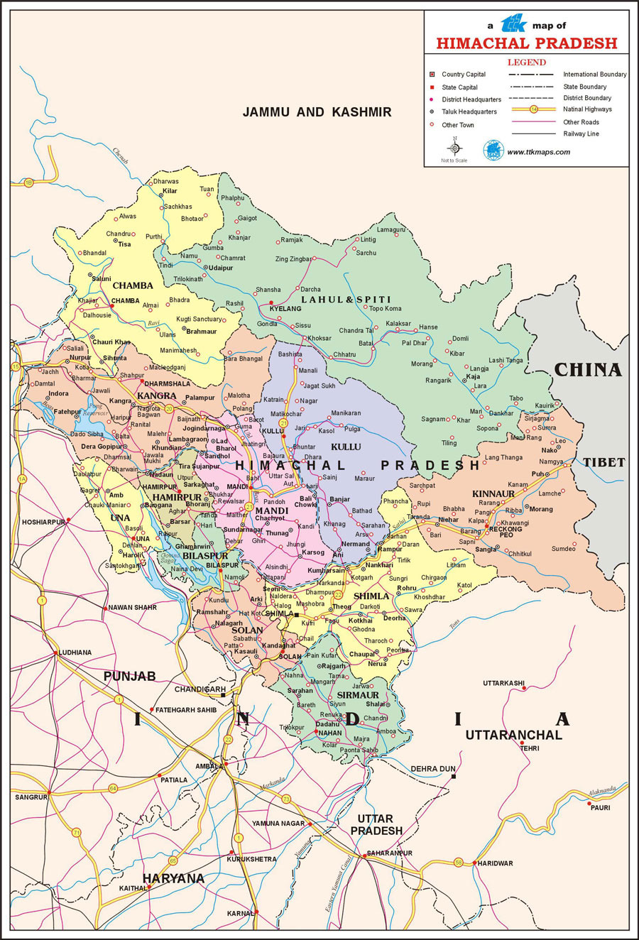 himachal pradesh tourism map with distance